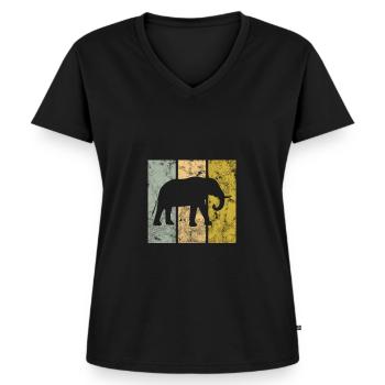 Éléphant - T-shirt encolure en V Premium bio Femme - noir - Devant - AI Model Female 172 light (172cm)