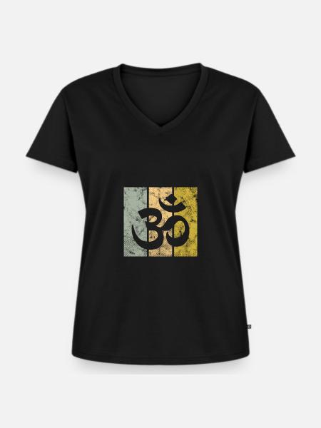 Meditation - Frauen Premium Bio T-Shirt mit V-Ausschnitt - Schwarz