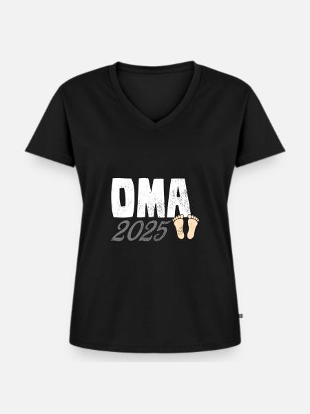 Oma 2025 - Frauen Premium Bio T-Shirt mit V-Ausschnitt - Schwarz