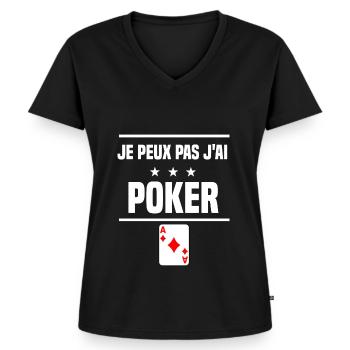 je peux pas j'ai poker humour cartes - T-shirt encolure en V Premium bio Femme - noir - Devant - AI Model Female 172 light (172cm)