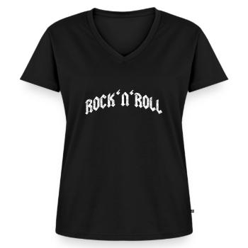 Rock and Roll - Frauen Premium Bio T-Shirt mit V-Ausschnitt - Schwarz - Vorne - AI Model Female 172 light (172cm)