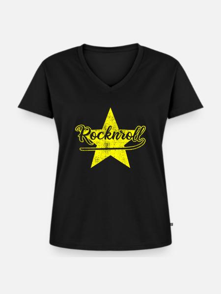 Rock and Roll - Frauen Premium Bio T-Shirt mit V-Ausschnitt - Schwarz