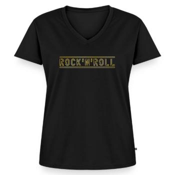 Rock n Roll - Maglietta ecologica premium da donna con scollo a V - nero - Fronte - AI Model Female 172 light (172cm)