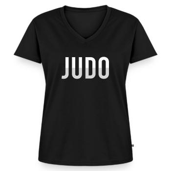 Judo - Frauen Premium Bio T-Shirt mit V-Ausschnitt - Schwarz - Vorne - AI Model Female 172 light (172cm)
