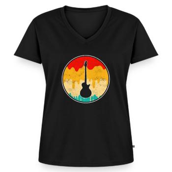 Rock retro - Frauen Premium Bio T-Shirt mit V-Ausschnitt - Schwarz - Vorne - AI Model Female 172 light (172cm)