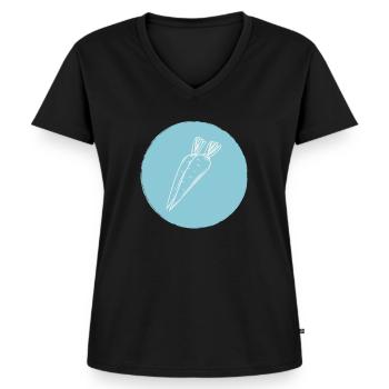 Carotte - T-shirt encolure en V Premium bio Femme - noir - Devant - AI Model Female 172 light (172cm)