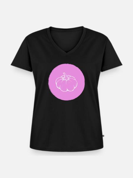 Kürbis - Frauen Premium Bio T-Shirt mit V-Ausschnitt - Schwarz