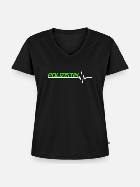 Polizistin - Frauen Premium Bio T-Shirt mit V-Ausschnitt - Schwarz