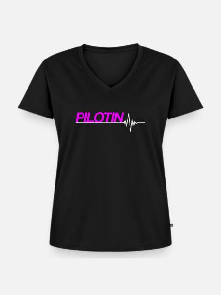 Pilotin - Frauen Premium Bio T-Shirt mit V-Ausschnitt - Schwarz
