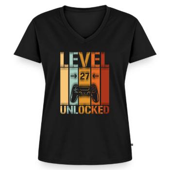 27th Birthday Level 27 unlocked - Women's Premium Organic V-neck T-shirt - black - Front - AI Model Female 172 light (172cm)