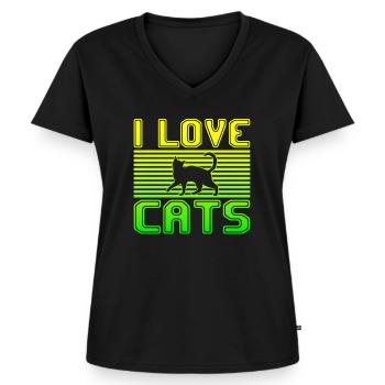 I love cats - Women's Premium Organic V-neck T-shirt - black - Front - AI Model Female 172 light (172cm)