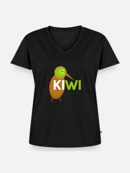 kiwi - Frauen Premium Bio T-Shirt mit V-Ausschnitt - Schwarz