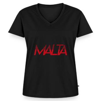 Malta - Frauen Premium Bio T-Shirt mit V-Ausschnitt - Schwarz - Vorne - AI Model Female 172 light (172cm)