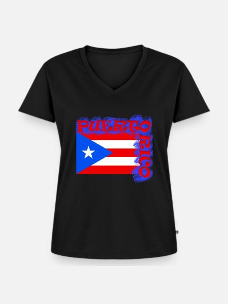 Puerto Rico - Frauen Premium Bio T-Shirt mit V-Ausschnitt - Schwarz