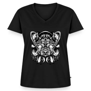 Cat or dog? - Women's Premium Organic V-neck T-shirt - black - Front - AI Model Female 172 light (172cm)