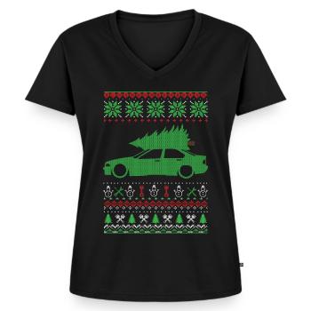 Christmas Ugly Sweater - Frauen Premium Bio T-Shirt mit V-Ausschnitt - Schwarz - Vorne - AI Model Female 172 light (172cm)