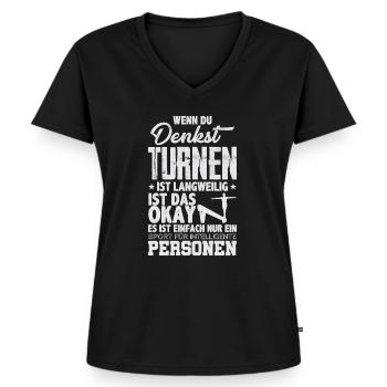 Gymnastics Turnen - Frauen Premium Bio T-Shirt mit V-Ausschnitt - Schwarz - Vorne - AI Model Female 172 light (172cm)