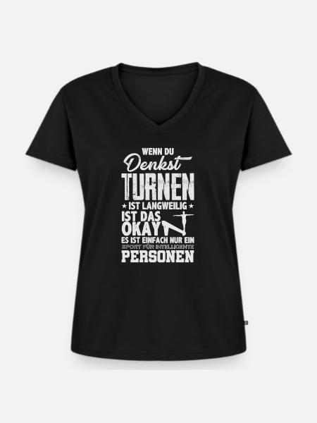 Gymnastics Turnen - Frauen Premium Bio T-Shirt mit V-Ausschnitt - Schwarz