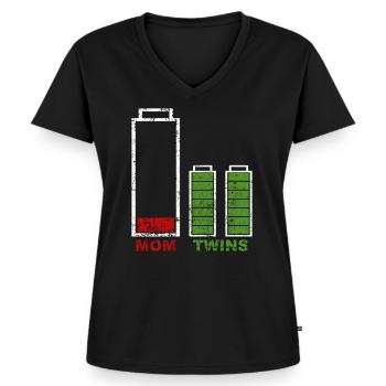 Zwillinge Mama - Frauen Premium Bio T-Shirt mit V-Ausschnitt - Schwarz - Vorne - AI Model Female 172 light (172cm)