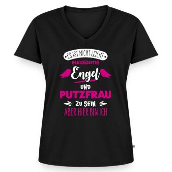 Putzfrau lustig - Frauen Premium Bio T-Shirt mit V-Ausschnitt - Schwarz - Vorne - AI Model Female 172 light (172cm)