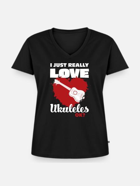 Ukulele - Frauen Premium Bio T-Shirt mit V-Ausschnitt - Schwarz