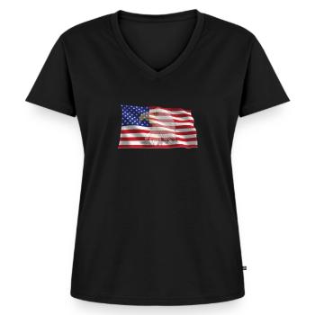 Amérique - T-shirt encolure en V Premium bio Femme - noir - Devant - AI Model Female 172 light (172cm)