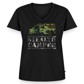 Stealth Camping Gift | Camouflage of Stealth - Women's Premium Organic V-neck T-shirt - black - Front - AI Model Female 172 light (172cm)