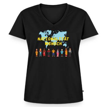 Nationalität mensch Geschenk Rassismus Toleranz - Frauen Premium Bio T-Shirt mit V-Ausschnitt - Schwarz - Vorne - AI Model Female 172 light (172cm)