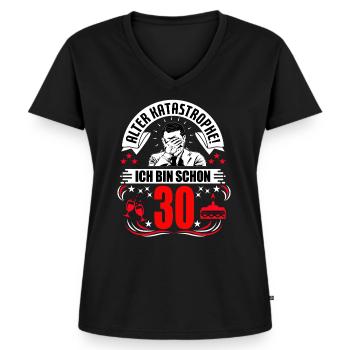 30. Geburtstag Mann Geschenk lustig Geburtstag 30 - Frauen Premium Bio T-Shirt mit V-Ausschnitt - Schwarz - Vorne - AI Model Female 172 light (172cm)
