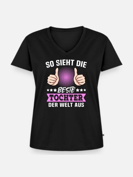 Beste Tochter Sprüche - Frauen Premium Bio T-Shirt mit V-Ausschnitt - Schwarz