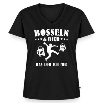 Bosseln Bosselkugel Bosselsportler Boßeln - Frauen Premium Bio T-Shirt mit V-Ausschnitt - Schwarz - Vorne - AI Model Female 172 light (172cm)