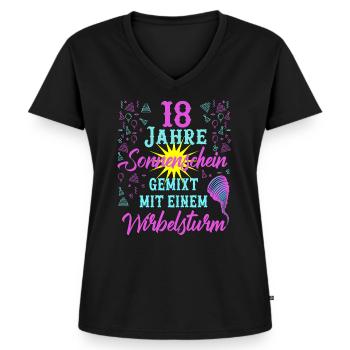 18 Geburtstag Frauen Geschenk 18 Jahre Geburtstag - Frauen Premium Bio T-Shirt mit V-Ausschnitt - Schwarz - Vorne - AI Model Female 172 light (172cm)