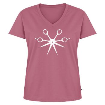 Schere - Frauen Premium Bio T-Shirt mit V-Ausschnitt - Mauve - Vorne - AI Model Female 172 dark (172cm)