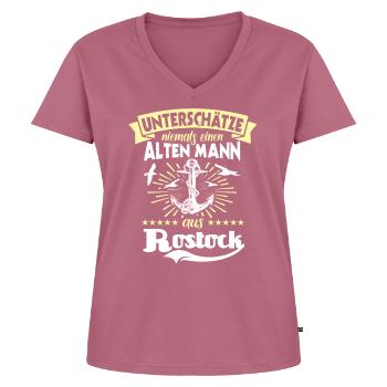 Rostock Sprüche Rostocker - Frauen Premium Bio T-Shirt mit V-Ausschnitt - Mauve - Vorne - AI Model Female 172 dark (172cm)