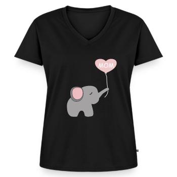 Elefant mit Herz MOM - Frauen Premium Bio T-Shirt mit V-Ausschnitt - Schwarz - Vorne - AI Model Female 172 light (172cm)