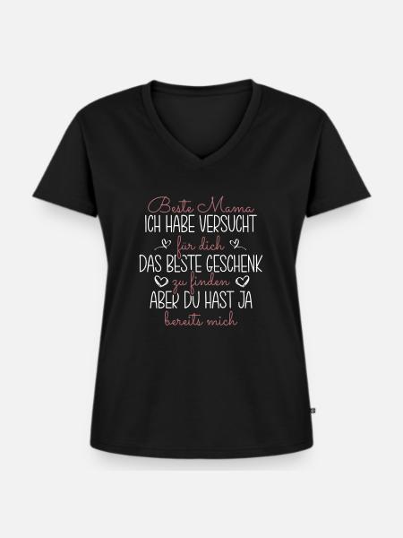 Beste Mama - Frauen Premium Bio T-Shirt mit V-Ausschnitt - Schwarz