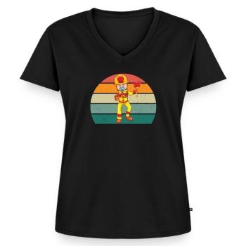 Pompier Pompiers Éteindre Les Secours Incendie - T-shirt encolure en V Premium bio Femme - noir - Devant - AI Model Female 172 light (172cm)