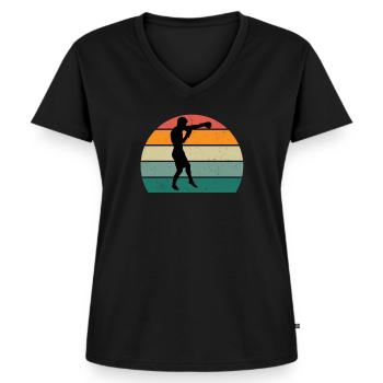 Musculation Gym fitness sport Entraînement - T-shirt encolure en V Premium bio Femme - noir - Devant - AI Model Female 172 light (172cm)