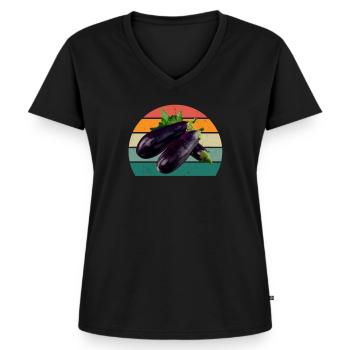 Plante Cultiver Terre Tomate Chou Carotte Légumes - T-shirt encolure en V Premium bio Femme - noir - Devant - AI Model Female 172 light (172cm)