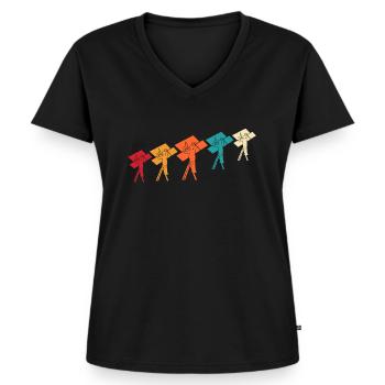 Drywall fitter Sayings Drywaller Gift - Women's Premium Organic V-neck T-shirt - black - Front - AI Model Female 172 light (172cm)