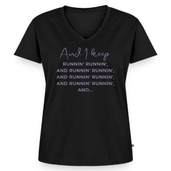 Human Design Generator "Running!" - Frauen Premium Bio T-Shirt mit V-Ausschnitt - Schwarz - Vorne - AI Model Female 172 light (172cm)