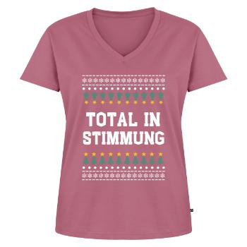 Total in Weihnachtsstimmung - Frauen Premium Bio T-Shirt mit V-Ausschnitt - Mauve - Vorne - AI Model Female 172 dark (172cm)
