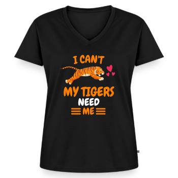 Zoo Animal Lovers Gift Funny Tiger - Women's Premium Organic V-neck T-shirt - black - Front - AI Model Female 172 light (172cm)