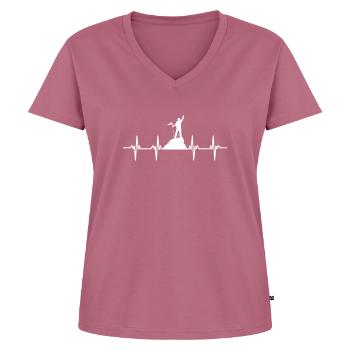 Grimpeur Grimpeur Bloc Escalade - T-shirt encolure en V Premium bio Femme - mauve - Devant - AI Model Female 172 dark (172cm)
