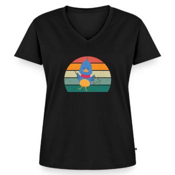 Triangelspieler Triangelspielerin Klang Triangel - Frauen Premium Bio T-Shirt mit V-Ausschnitt - Schwarz - Vorne - AI Model Female 172 light (172cm)