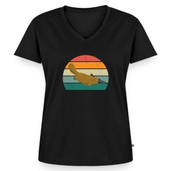 Platypus Beak Beaver Duck Eggs Mammal - Women's Premium Organic V-neck T-shirt - black - Front - AI Model Female 172 light (172cm)