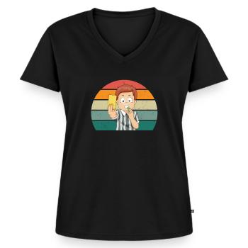 Referee Yellow card Red card Schiri - Women's Premium Organic V-neck T-shirt - black - Front - AI Model Female 172 light (172cm)