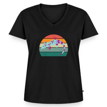 Lézard Lézards Écailles à sang froid Reptiles - T-shirt encolure en V Premium bio Femme - noir - Devant - AI Model Female 172 light (172cm)
