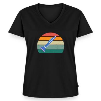 Hautbois Hautboïste Hautboïste Hautbois Joueur de hautbois - T-shirt encolure en V Premium bio Femme - noir - Devant - AI Model Female 172 light (172cm)
