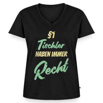 §1 Tischler haben immer Recht - Frauen Premium Bio T-Shirt mit V-Ausschnitt - Schwarz - Vorne - AI Model Female 172 light (172cm)